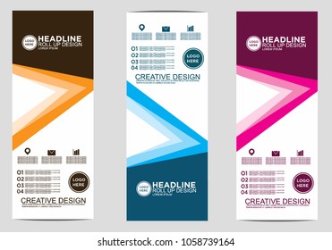 Roll up banner stand template design vector