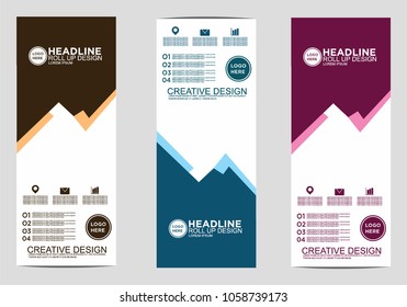 Roll up banner stand template design vector