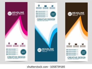 Roll up banner stand template design vector