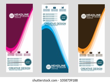 Roll up banner stand template design vector