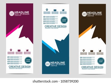 Roll up banner stand template design vector