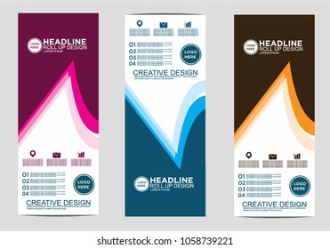 Roll up banner stand template design vector