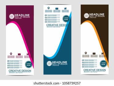 Roll up banner stand template design vector
