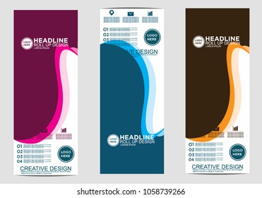 Roll up banner stand template design vector