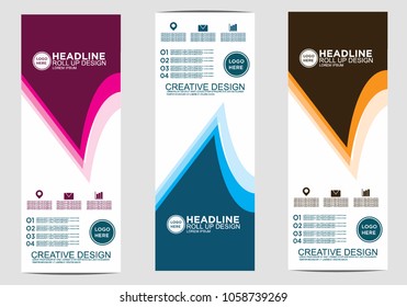 Roll up banner stand template design vector