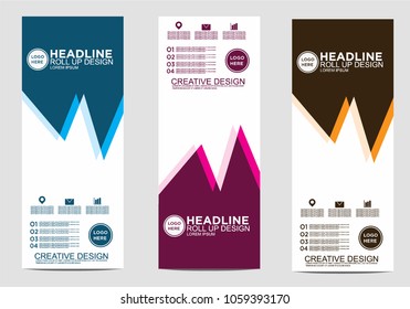 Roll up banner stand template design vector
