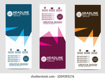 Roll up banner stand template design vector