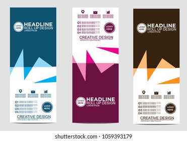Roll up banner stand template design vector