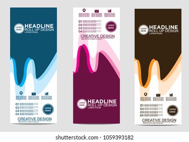 Roll up banner stand template design vector
