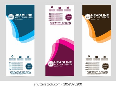 Roll up banner stand template design vector
