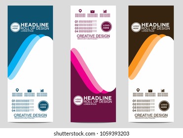 Roll up banner stand template design vector