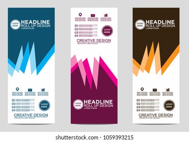 Roll up banner stand template design vector
