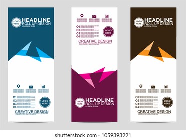 Roll up banner stand template design vector