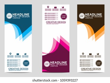 Roll up banner stand template design vector