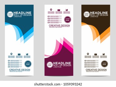 Roll up banner stand template design vector