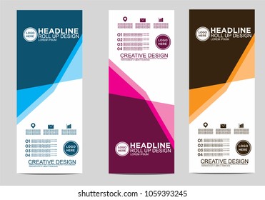 Roll up banner stand template design vector