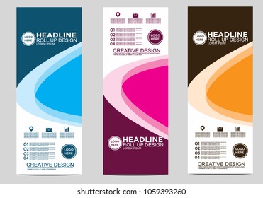 Roll up banner stand template design vector