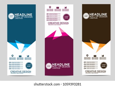 Roll up banner stand template design vector