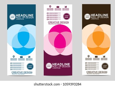 Roll up banner stand template design vector