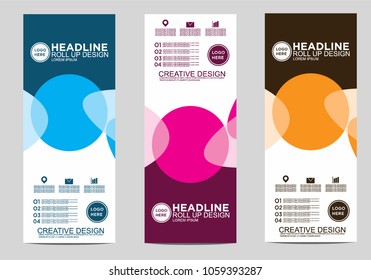 Roll up banner stand template design vector