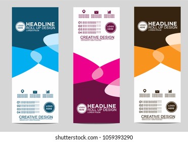 Roll up banner stand template design vector
