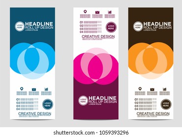Roll up banner stand template design vector