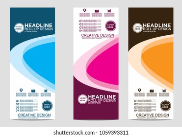 Roll up banner stand template design vector