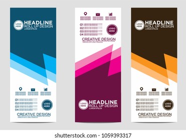 Roll up banner stand template design vector