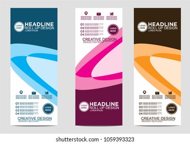 Roll up banner stand template design vector