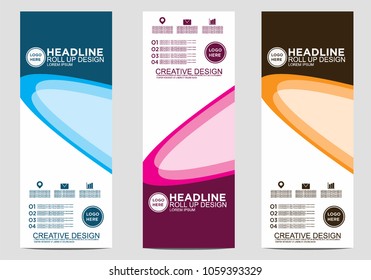 Roll up banner stand template design vector