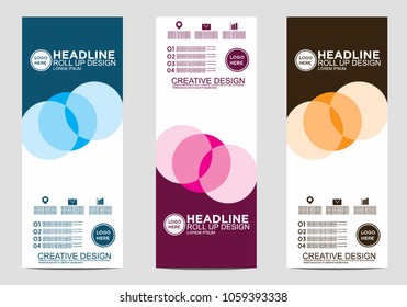Roll up banner stand template design vector
