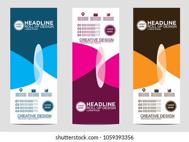 Roll up banner stand template design vector