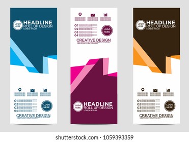 Roll up banner stand template design vector