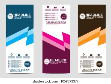 Roll up banner stand template design vector