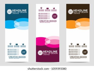 Roll up banner stand template design vector