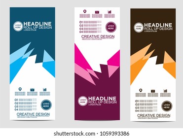 Roll up banner stand template design vector
