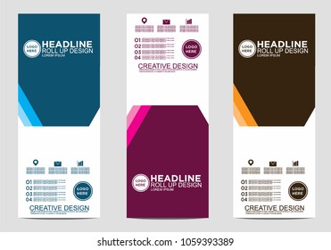Roll up banner stand template design vector