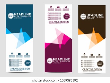 Roll up banner stand template design vector