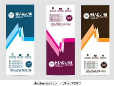 Roll up banner stand template design vector