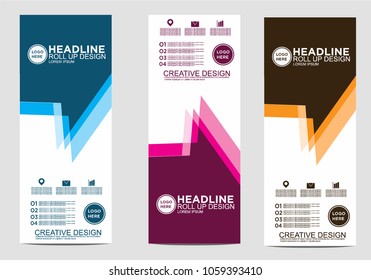 Roll up banner stand template design vector