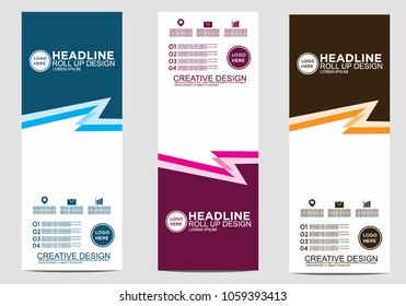 Roll up banner stand template design vector