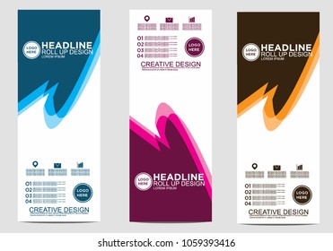 Roll up banner stand template design vector
