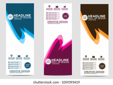 Roll up banner stand template design vector