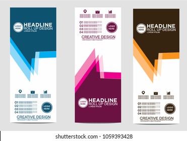 Roll up banner stand template design vector