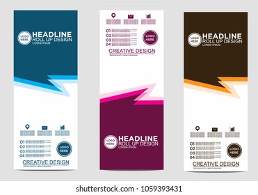 Roll up banner stand template design vector