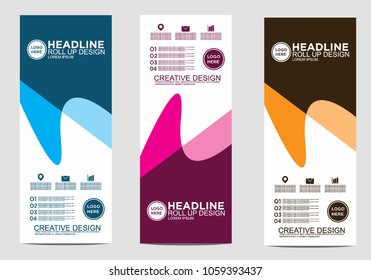 Roll up banner stand template design vector