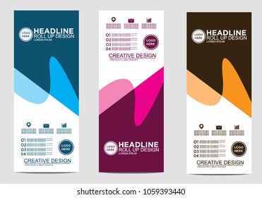 Roll up banner stand template design vector