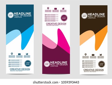 Roll up banner stand template design vector