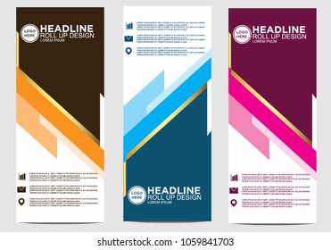 Roll up banner stand template design vector