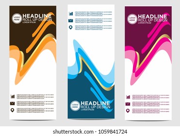 Roll up banner stand template design vector